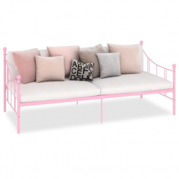 Rama leżanki, różowa, metalowa, 90 x 200 cm