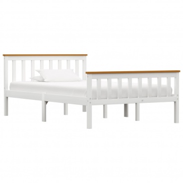 Rama łóżka, biała, lite drewno sosnowe, 120 x 200 cm
