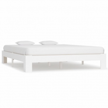 Rama łóżka, biała, lite drewno sosnowe, 180 x 200 cm