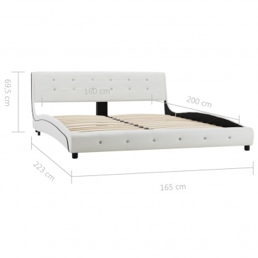 Rama łóżka, biała, sztuczna skóra, 160 x 200 cm