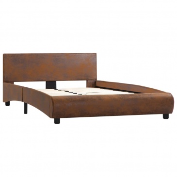 Rama łóżka, brązowa, sztuczna skóra, 140 x 200 cm