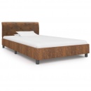 Rama łóżka, brązowa, sztuczna skóra zamszowa, 90 x 200 cm