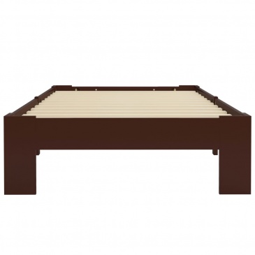 Rama łóżka, ciemnobrązowa, lite drewno sosnowe, 100 x 200 cm