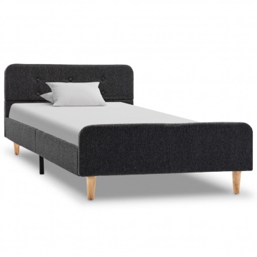 Rama łóżka, ciemnoszara, płótno konopne, 90 x 200 cm