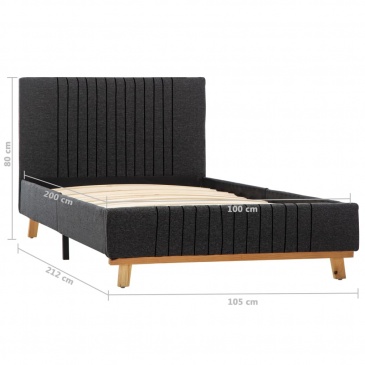 Rama łóżka, ciemnoszara, tapicerowana tkaniną, 100 x 200 cm