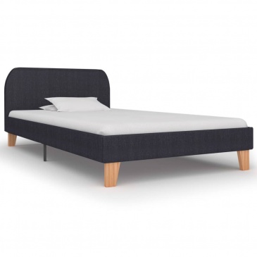 Rama łóżka, ciemnoszara, tkanina, 90 x 200 cm