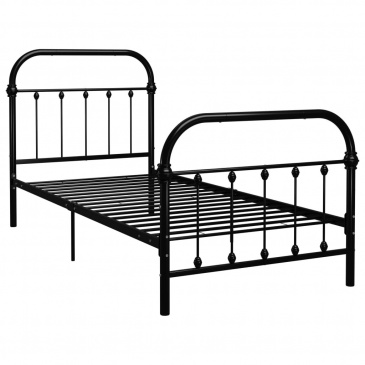 Rama łóżka, czarna, metalowa, 100 x 200 cm