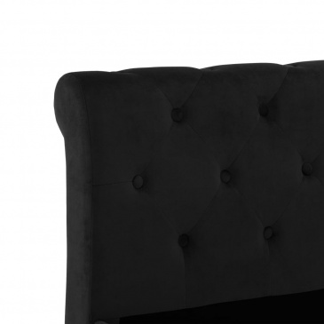 Rama łóżka, czarna, tapicerowana aksamitem, 100 x 200 cm