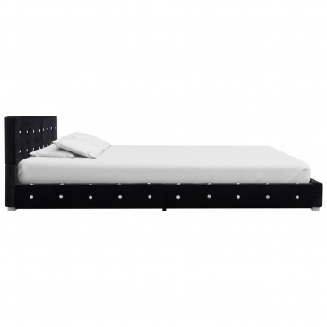 Rama łóżka, czarna, tapicerowana aksamitem, 180 x 200 cm