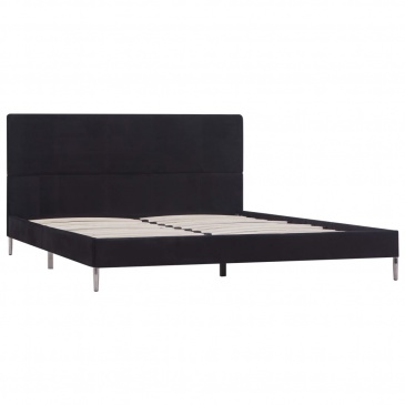 Rama łóżka, czarna, tapicerowana tkaniną, 140 x 200 cm