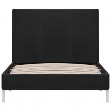 Rama łóżka, czarna, tapicerowana tkaniną, 90 x 200 cm