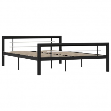 Rama łóżka, czarno-biała, metalowa, 140x200 cm