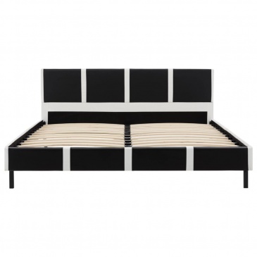 Rama łóżka, czarno-biała, sztuczna skóra, 120 x 200 cm
