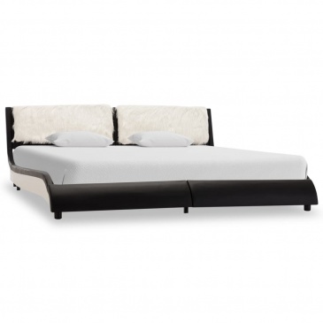 Rama łóżka, czarno-biała, sztuczna skóra, 180 x 200 cm