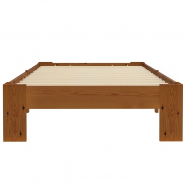 Rama łóżka, jasnobrązowa, lite drewno sosnowe, 100 x 200 cm