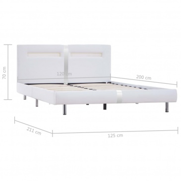 Rama łóżka LED, biała, sztuczna skóra, 120 x 200 cm