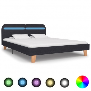 Rama łóżka LED, ciemnoszara, tkanina, 160 x 200 cm