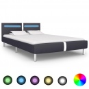Rama łóżka LED, czarna, sztuczna skóra, 120 x 200 cm