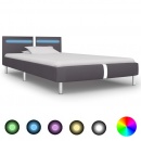 Rama łóżka LED, szara, sztuczna skóra, 90 x 200 cm
