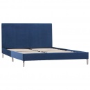 Rama łóżka, niebieska, tapicerowana tkaniną, 120 x 200 cm