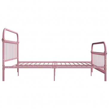 Rama łóżka, różowa, metalowa, 180 x 200 cm