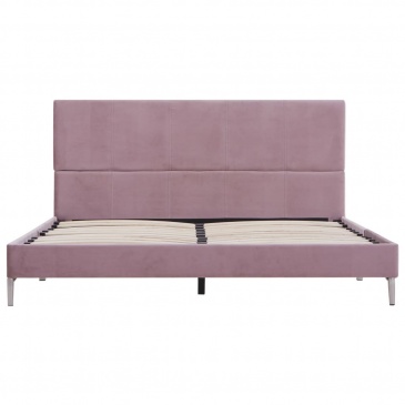 Rama łóżka, różowa, tapicerowana tkaniną, 160 x 200 cm