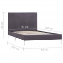 Rama łóżka, szara, tapicerowana tkaniną, 90 x 200 cm