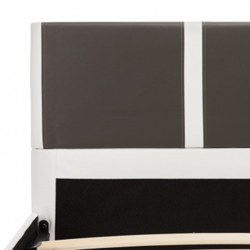 Rama łóżka, szaro-biała, sztuczna skóra, 160 x 200 cm
