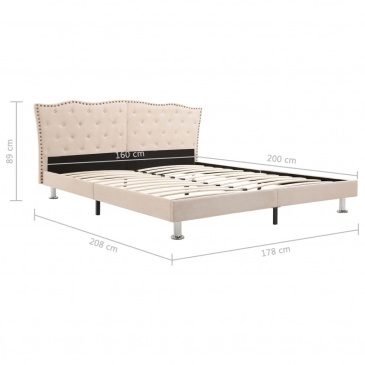 Rama łóżka, tkanina, beżowa, 160 x 200 cm