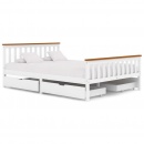 Rama łóżka z 4 szufladami, biała, drewno sosnowe, 140 x 200 cm