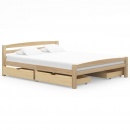 Rama łóżka z 4 szufladami, lite drewno sosnowe, 160 x 200 cm