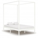 Rama łóżka z baldachimem, biel, lite drewno sosnowe, 140x200 cm
