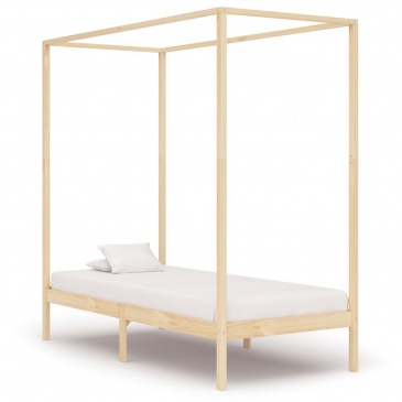 Rama łóżka z baldachimem, lite drewno sosnowe, 90 x 200 cm
