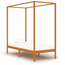 Rama łóżka z baldachimem, miodowy brąz, lita sosna, 100x200 cm