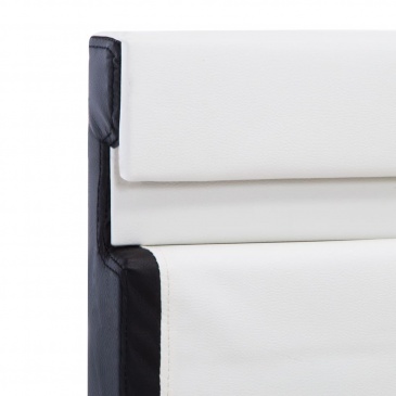 Rama łóżka z LED, biało-czarna, sztuczna skóra, 90 x 200 cm