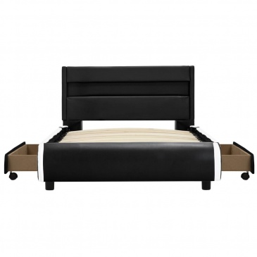 Rama łóżka z LED, czarna, sztuczna skóra, 100 x 200 cm