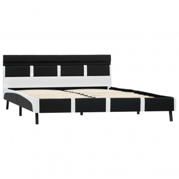 Rama łóżka z LED, czarna, sztuczna skóra, 140 x 200 cm