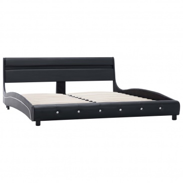 Rama łóżka z LED, czarna, sztuczna skóra, 180 x 200 cm
