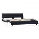 Rama łóżka z LED, czarno-biała, sztuczna skóra, 120 x 200 cm