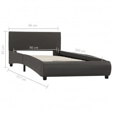 Rama łóżka z LED, szara, sztuczna skóra, 90 x 200 cm