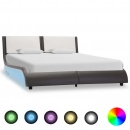 Rama łóżka z LED, szaro-biała, sztuczna skóra, 120 x 200 cm