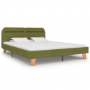 Rama łóżka z LED, zielona, tapicerowana tkaniną, 180 x 200 cm