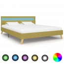 Rama łóżka z LED, zielona, tkanina, 120 x 200 cm