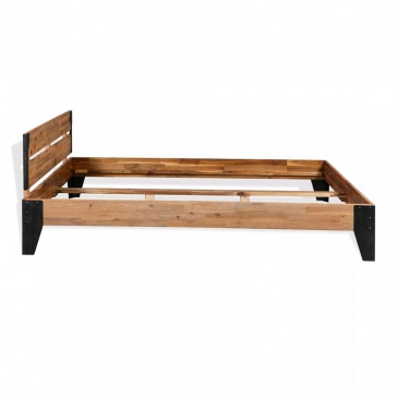 Rama łóżka z litego drewna akacjowego i stali, 140 x 200 cm