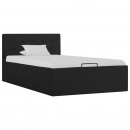 Rama łóżka z podnośnikiem, ciemnoszara, tkanina, 90 x 200 cm