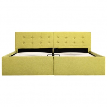 Rama łóżka z podnośnikiem, limonkowa, tkanina, 160 x 200 cm
