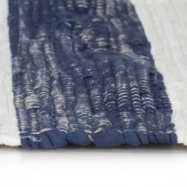 Ręcznie tkany dywan Chindi, bawełna, 120x170cm, biało-niebieski