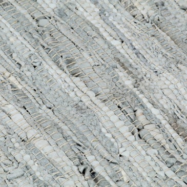 Ręcznie tkany dywanik Chindi, skórzany, 190x280 cm, jasnoszary
