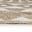 Ręcznie wykonany dywanik, juta, biały nadruk, 150 cm