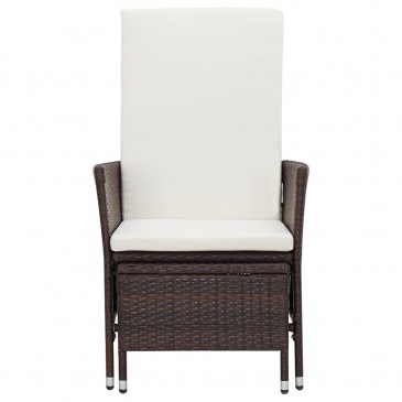 Rozkładane krzesło ogrodowe z poduszkami, brązowy polirattan